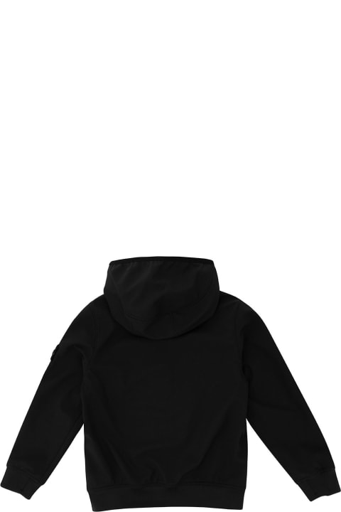 Stone Island Junior Coats & Jackets for Boys Stone Island Junior Black Hooded Jacket With Zip In Stretch Fabric Boy
