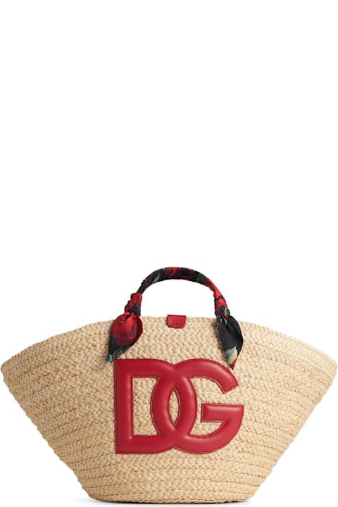Dolce & Gabbana Totes for Women Dolce & Gabbana 'rafia' Red Corn Blend Shopping Bag