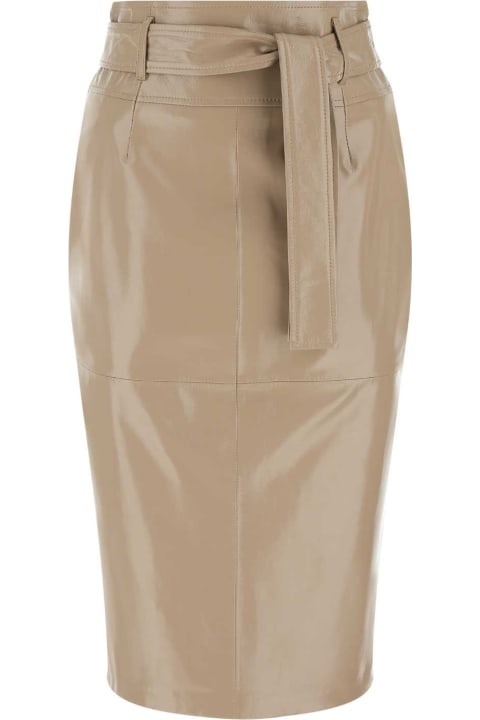 Fashion for Women Max Mara Studio Cappuccino Nappa Leather Laveno Skirt