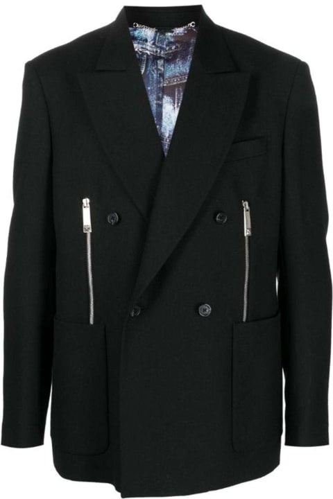 John Richmond Coats & Jackets for Men John Richmond Double-breasted Blazer In 100% Virgin Wool With Contrasting Zip