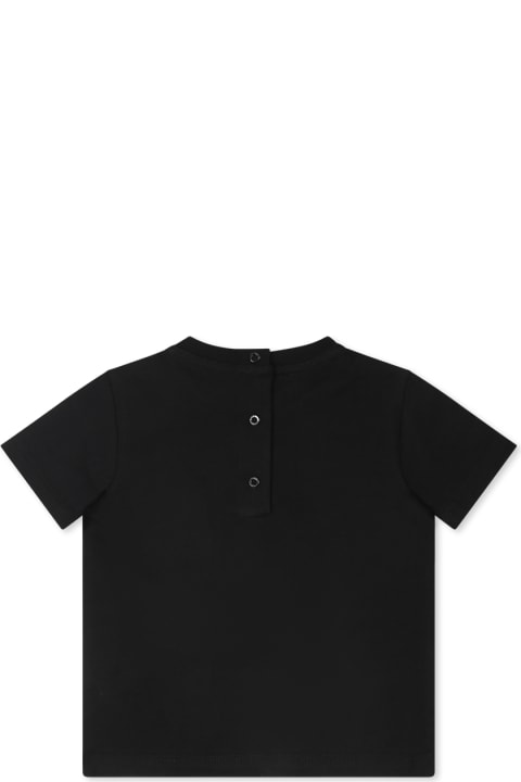 Topwear for Baby Girls Balmain Black T-shirt For Babykids With Logo