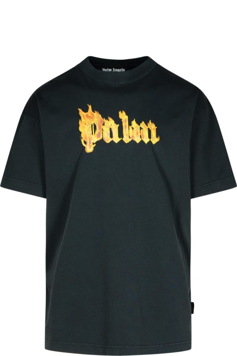 Palm Angels for Men Palm Angels 'burning Palm' Black Cotton Oversize T-shirt