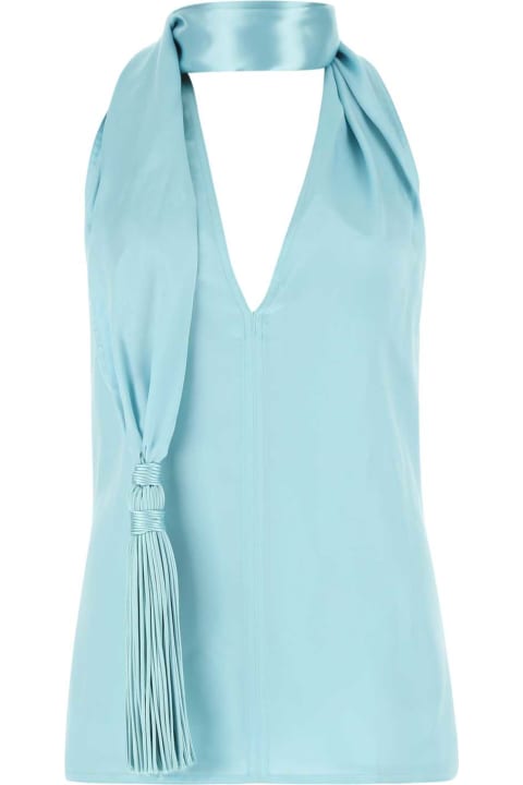 Bottega Veneta Fleeces & Tracksuits for Women Bottega Veneta Pastel Light-blue Satin Top