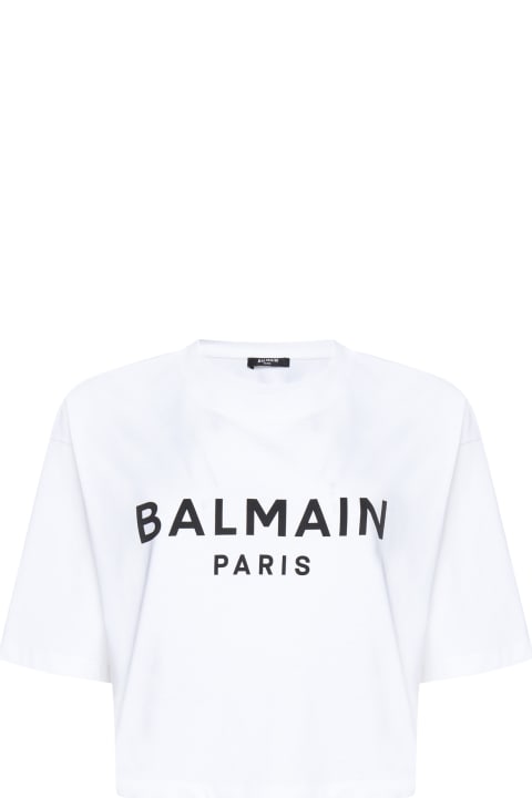 Balmain Sale for Women Balmain Logo Print Cropped T-shirt