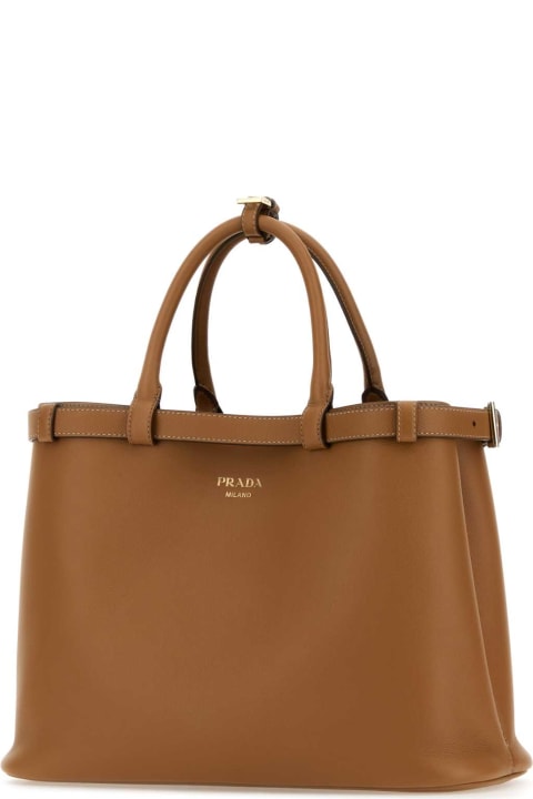 Prada Bags for Women Prada Caramel Leather Medium Prada Buckle Handbag