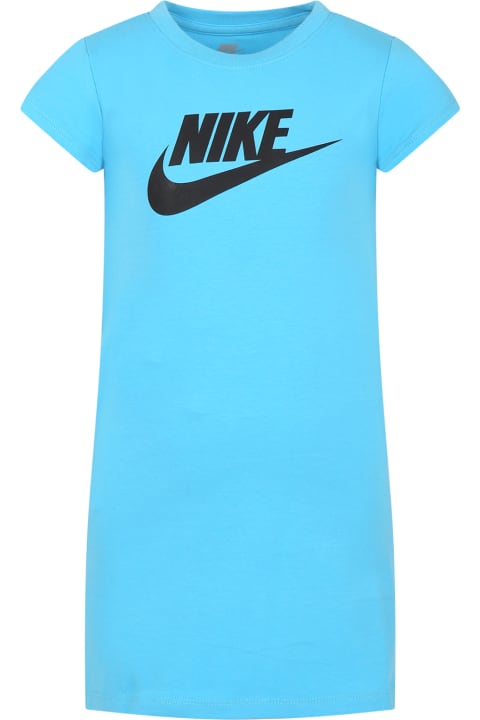 Nike Dresses for Girls Nike Light Blue Dress For Girl With Iconic Swoosh