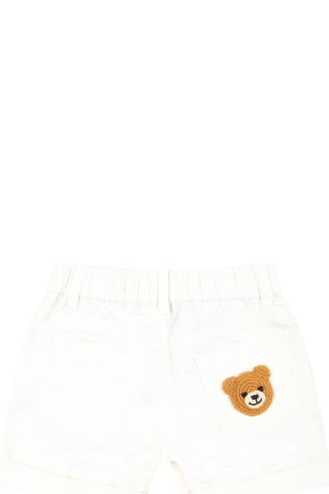 Bottoms for Baby Girls Moschino White Shorts For Baby Boy With Logo Patch