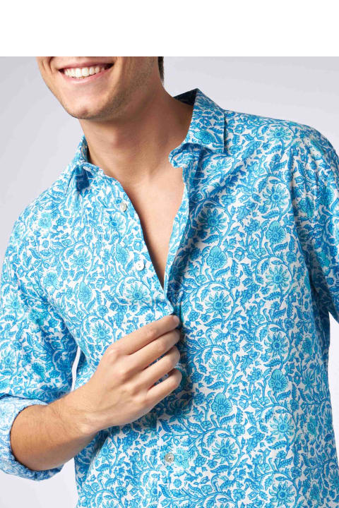 インテリア MC2 Saint Barth Man Muslin Cotton Sikelia Shirt With Flower Print