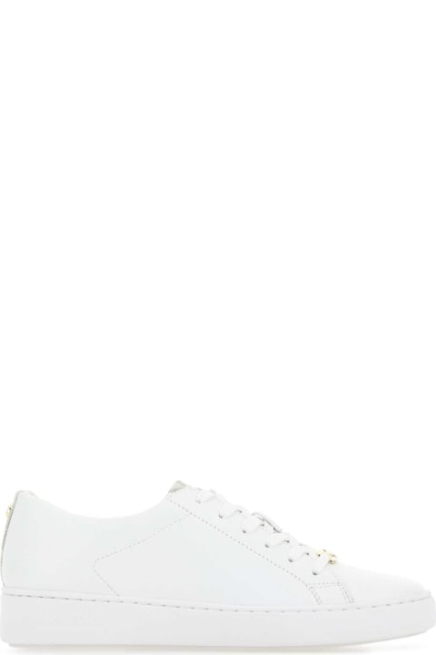 Michael Kors Women Michael Kors White Leather Keaton Sneakers