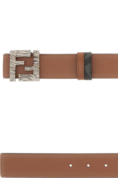 Fendi for Men Fendi Chocolate Leather Reversible Belt