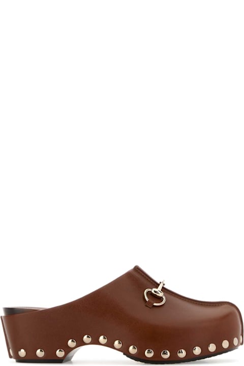 Gucci Brown Leather Clogs