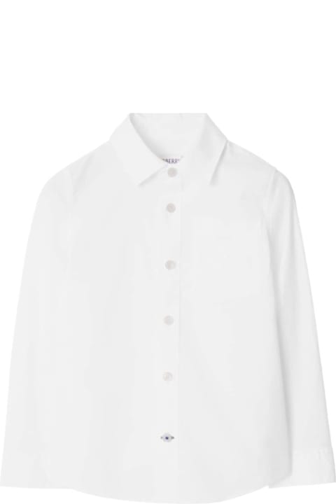 Burberry T-Shirts & Polo Shirts for Boys Burberry White Shirt With Classic Collar In Stretch Cotton Boy