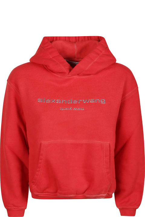 Fashion for Women Alexander Wang Glitter Puff Logo Bi-color Shrunken Sweatshirt