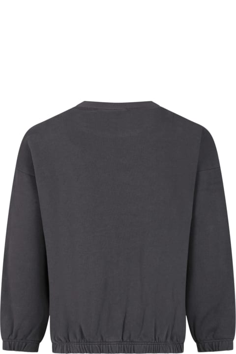 Sweaters & Sweatshirts for Boys Mini Rodini Gray Sweatshirt For Kids With Jogging Sneakers Print