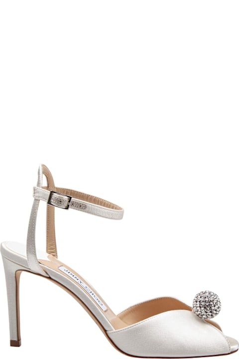 Jimmy Choo Sacora Satin Sandal With Crystal Ball