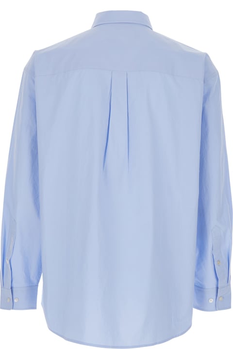 Dunst for Kids Dunst Light Blue Shirt With Patch Pocket On The Front And Embroidered Logo In Cotton Poplin Man