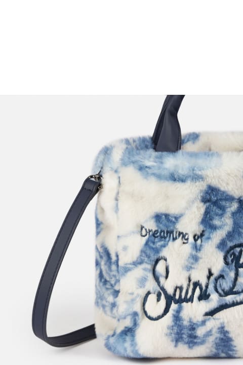 Homeware MC2 Saint Barth Furry Soft Mini Vanity Bag With Toile De Jouy Print