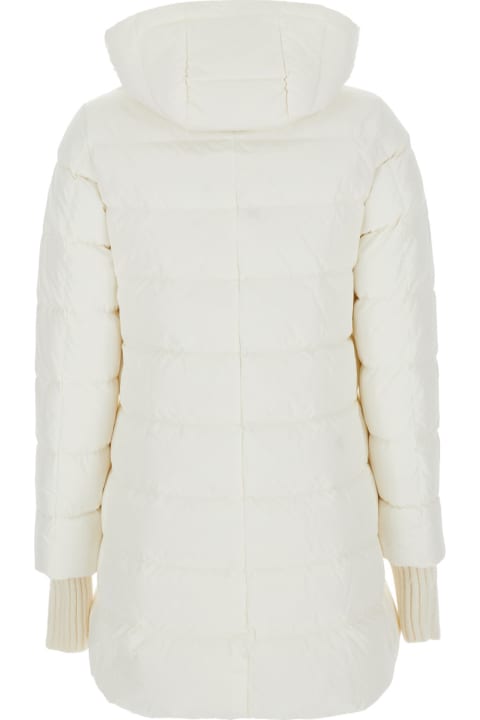 Homeware Herno White Down Jacket With Drawstring Hood In Tech Fabric Woman