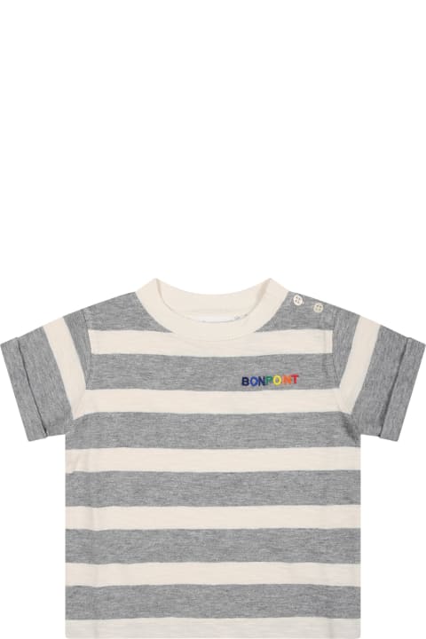 Topwear for Baby Girls Bonpoint Grey T-shirt For Babykids With Logo