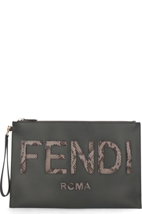 Fendi Clutches for Women Fendi Logo Detailed Large Flat Pouch
