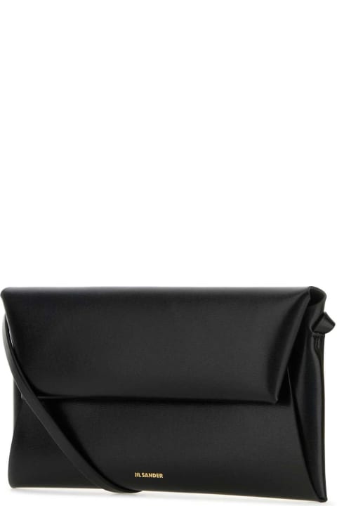Jil Sander Shoulder Bags for Women Jil Sander Black Leather Small Folded Crossbody Bag