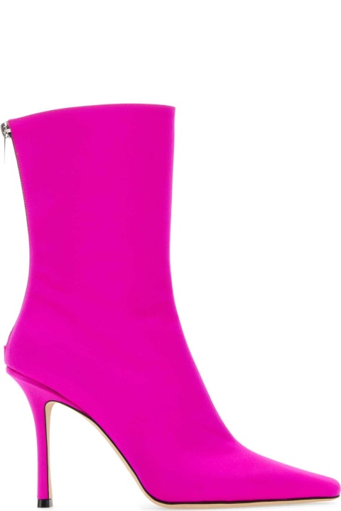 Boots for Women Jimmy Choo Fuchsia Satin Ankle Boots