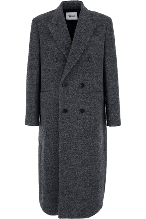 Tonywack for Women Tonywack Grey Double-breasted Coat With Classic Lapels In Wool Blend Man