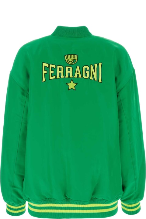 Chiara Ferragni Coats & Jackets for Women Chiara Ferragni Grass Green Twill Bomber Jacket