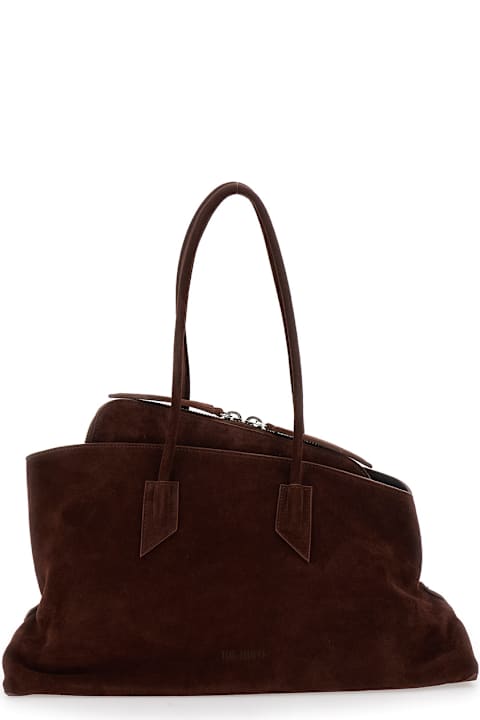 Homeware The Attico 
la Passeggiata
 Brown Shoulder Bag With Two Top Handles In Leather Suede Woman