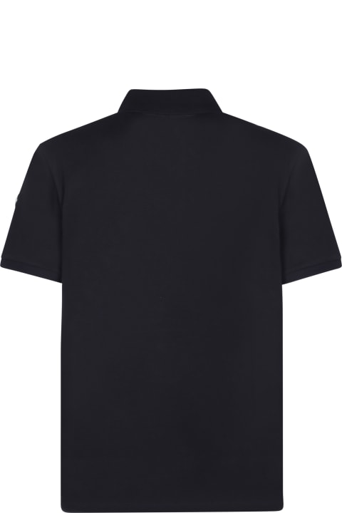 Moncler for Men Moncler Blue Polo Shirt With Tricolour On Shoulders