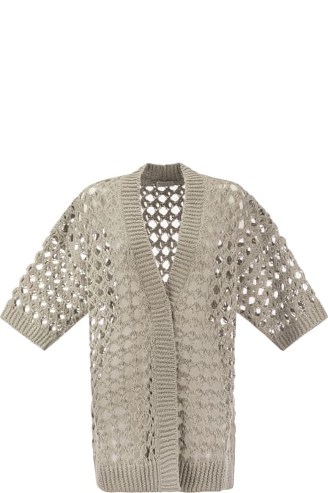 Sweaters for Women Brunello Cucinelli Jute And Cotton Mesh Cardigan
