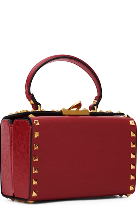 Homeware Valentino Garavani Bordeaux Leather Bag With Elegant Studs