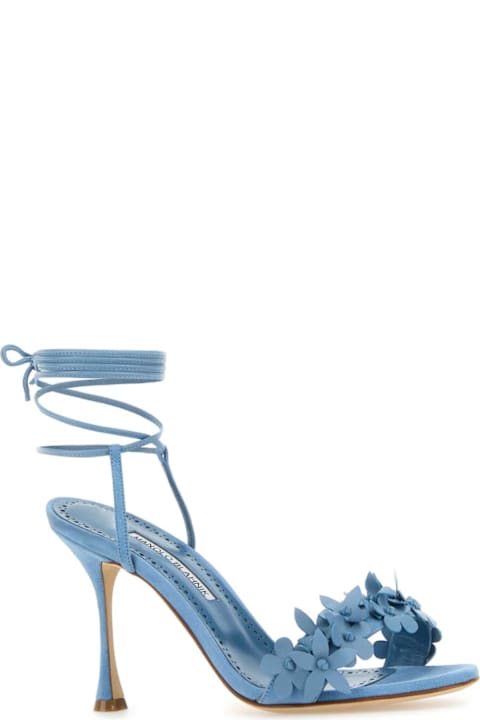 パンプス MANOLO BLAHNIK Light Blue Leather Anista Sandals Manolo Blahnik Light Blue Leather Anista Sandals | italist