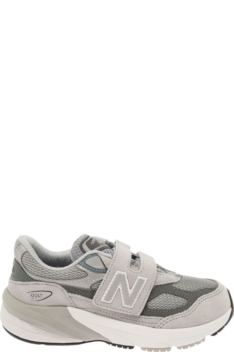 New Balance Shoes for Boys New Balance Grey Low Top Sneakers With Logo Detail In Leather And Fabric Boy