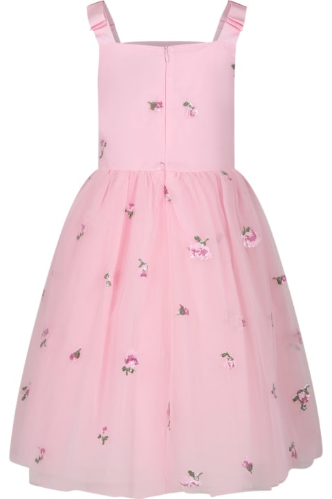 Simonetta for Kids Simonetta Pink Dress For Girl With Flowers