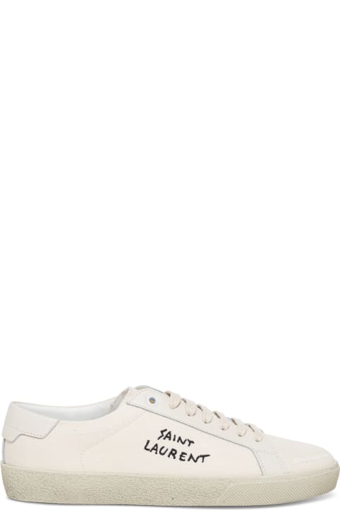 Fashion for Women Saint Laurent Sl/06 Signature White Leather And Cotton Sneakers Saint Laurent Woman