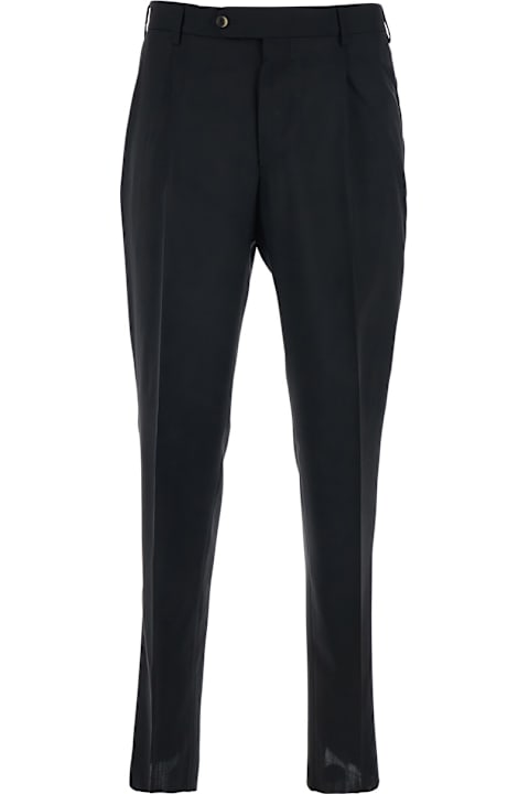 PT Torino for Kids PT Torino Black Slim Fit Trousers With Belt Loops And Front Pleats In Wool Man