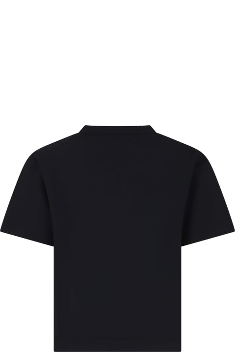 ボーイズ トップス Balmain Black T-shirt For Girl With Logo