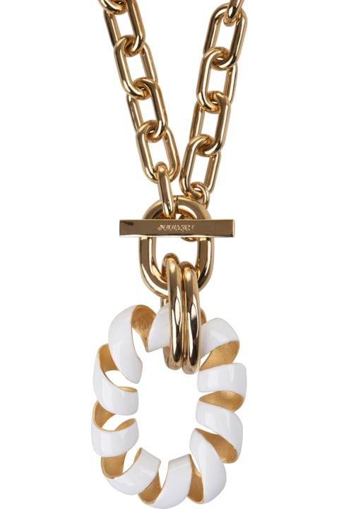 Fashion for Women Paco Rabanne Gold Double Xl Link Twist Necklace With White Pendant