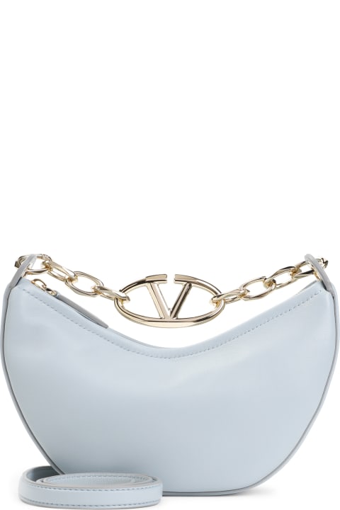 Valentino Garavani Totes for Women Valentino Garavani Light Blue Leather Mini Hobo Vlogo Moon Handbag