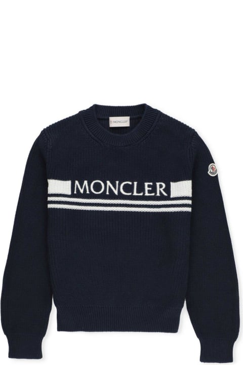 Moncler for Boys Moncler Logo-embroidered Crewneck Jumper