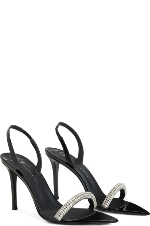 Giuseppe Zanotti Sandals for Women Giuseppe Zanotti Black Patent Leather Slingback Sandals