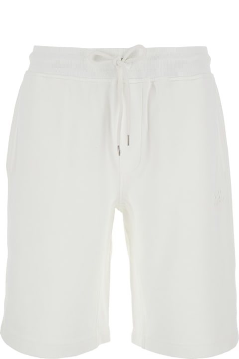Fashion for Men C.P. Company White Shorts With Elastic Waist And Drawstring In Cotton Man