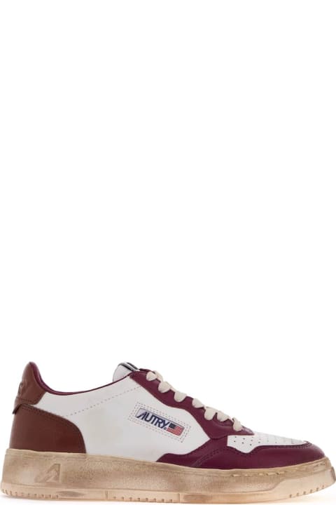 Homeware Autry Autry Medalist Low Super Vintage Sneakers In White/purple Leather