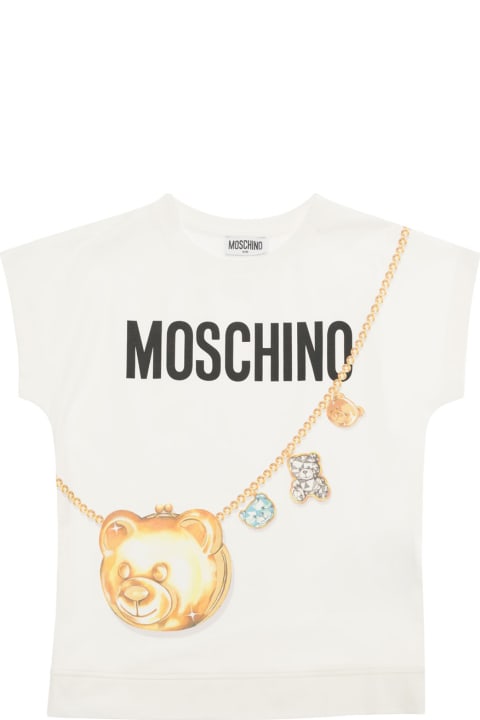 Moschino for Kids Moschino White T-shirt With Moschino Print In Stretch Cotton Girl