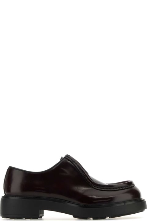 Prada Loafers & Boat Shoes for Men Prada Grape Leather Diapason Lace-up Shoes
