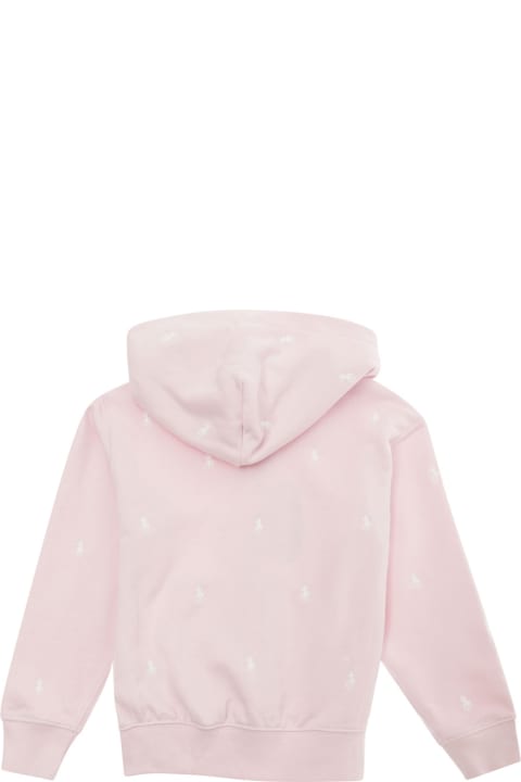 ガールズ Polo Ralph Laurenのニットウェア＆スウェットシャツ Polo Ralph Lauren Pink Hoodie With Embroidered Pony In Cotton Blend Girl