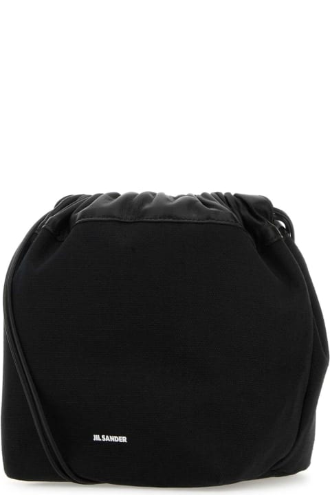 Jil Sander Shoulder Bags for Women Jil Sander Black Canvas Small Dumpling Bucket Bag