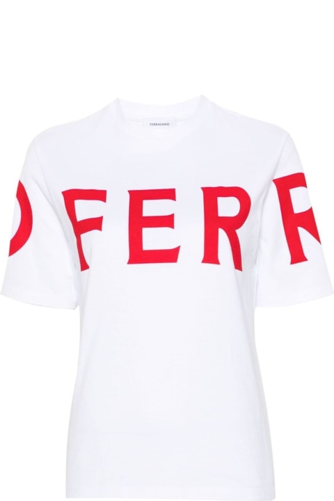 ウィメンズ Ferragamoのトップス Ferragamo Logo Printed Crewneck T-shirt