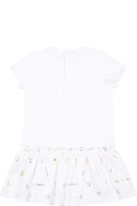 White Dress For Baby Girl With Logo